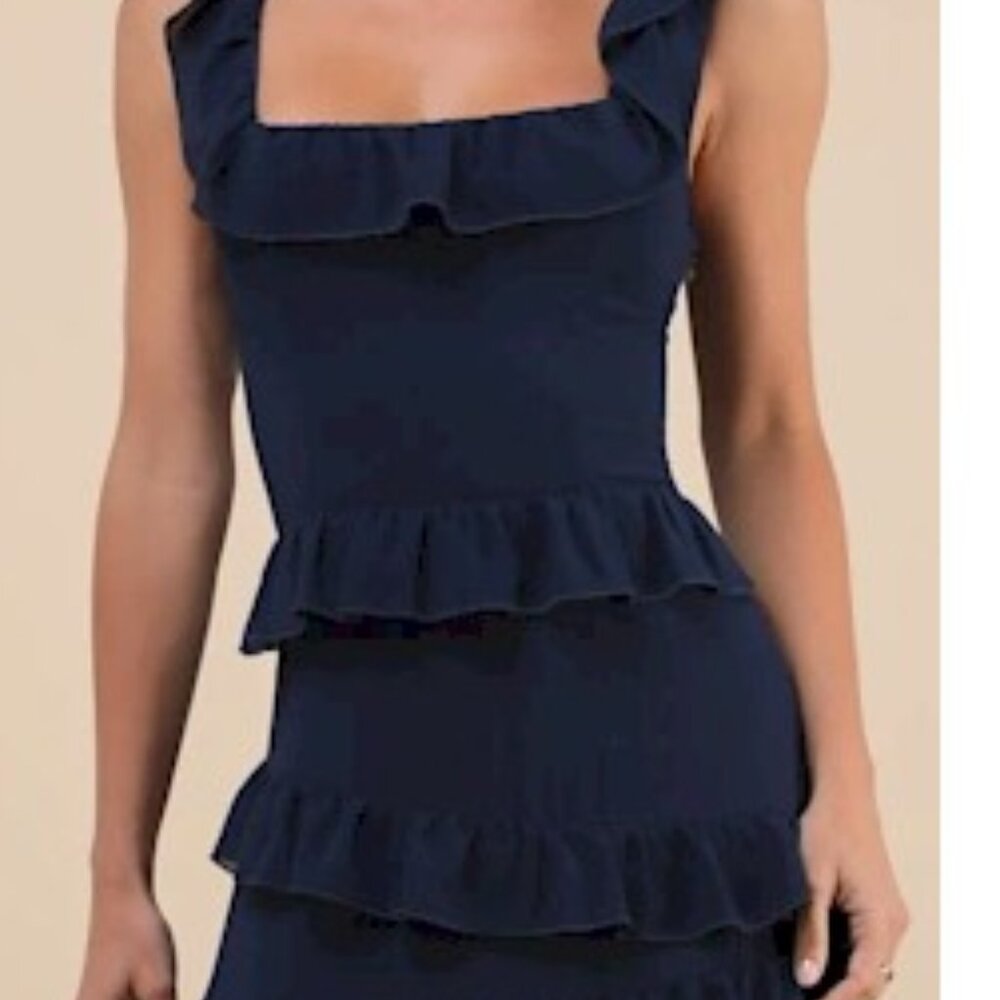 Lulu's Navy Blue Ruffled Maxi Dress - Picture 5 of 8